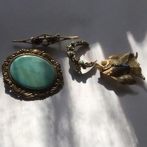 Gold-tone costume jewelry pins